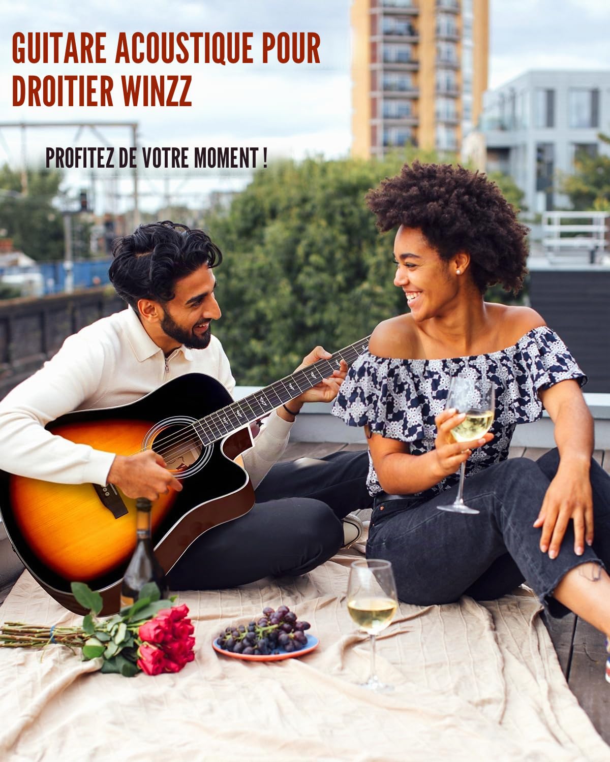 Winzz Guitare Acoustique Sunburst……