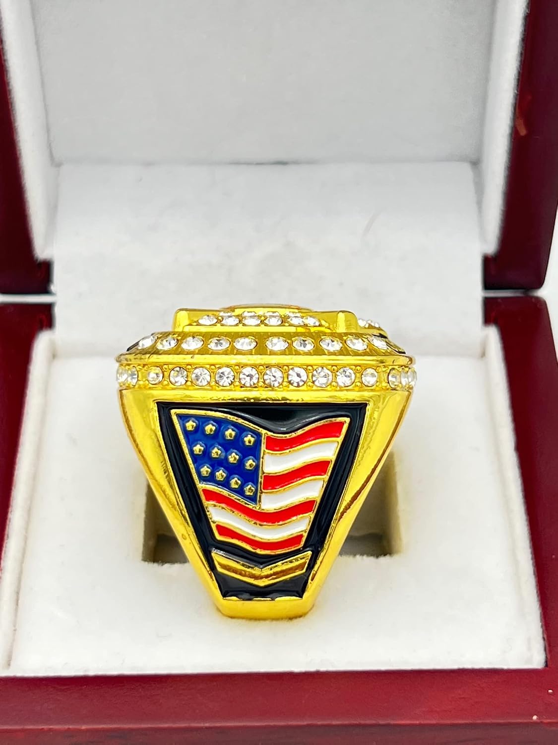 Discount Sports Rings HOME PLATE LEAGUE CHAMPION RING — GOLD BODY, CLEAR STONE Item 5-36