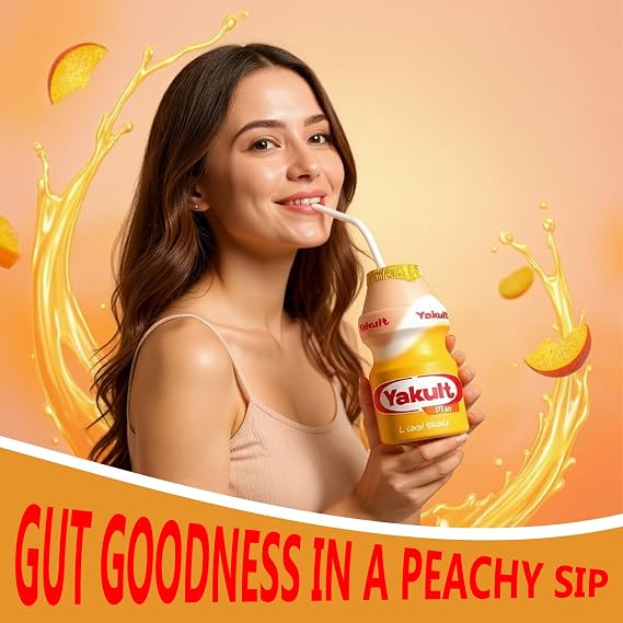 Peach Flavour Probiotic Drink with Vitamin C, 65ml Each, Supports Immune System and Reduces Fatigue, Natural Peach Flavour