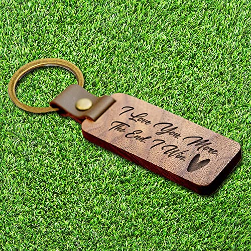 Seaury Kareen 2 Pieces Love You Most Love Engraved Wood Key Chain - Boyfriend Gift, Birthday Gift, New Home Or Car Key Chain, Valentines Gift, Long Distance Gift, Family Gifts, Lovers Gifts. #TOP1