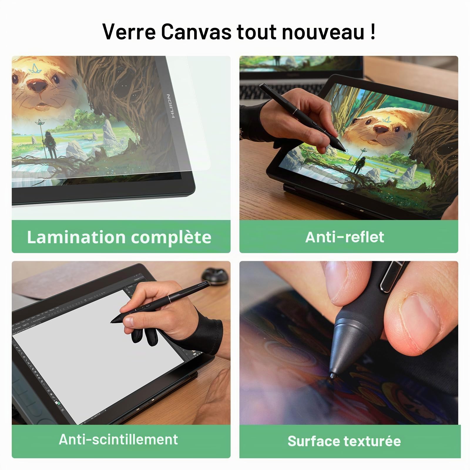 HUION Kamvas 13 Gen3 Tablette Graphique avec Écran, 13,3 Pouces | 13,3 Pouces,PenTech 4.0,Ecran Entièrement Laminé,Dessin,Compatible Mac Android,Tablette Graphique avec Écran