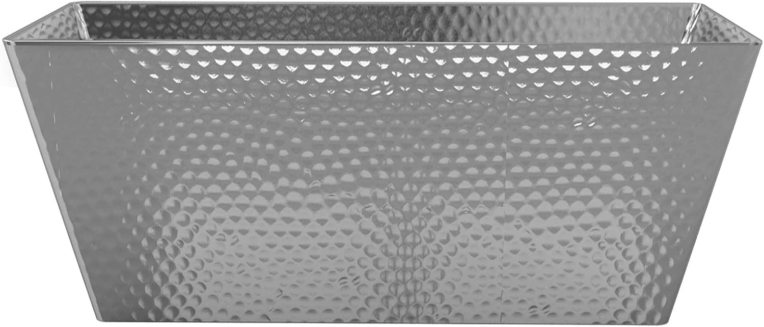 nu steel Shiny nusteel Hammered Metal Toilet Tank Tray, Bathroom Countertop Bin, Multipurpose Vanity, Cosmetics Organizer, Perfume Jewelry Makeup Plant Finish