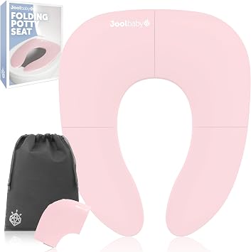 Folding Travel Potty Seat for Toddlers, Fits Round & Oval Toilets, Non-slip Suction Cups, Includes Free Travel Bag - Jool Baby