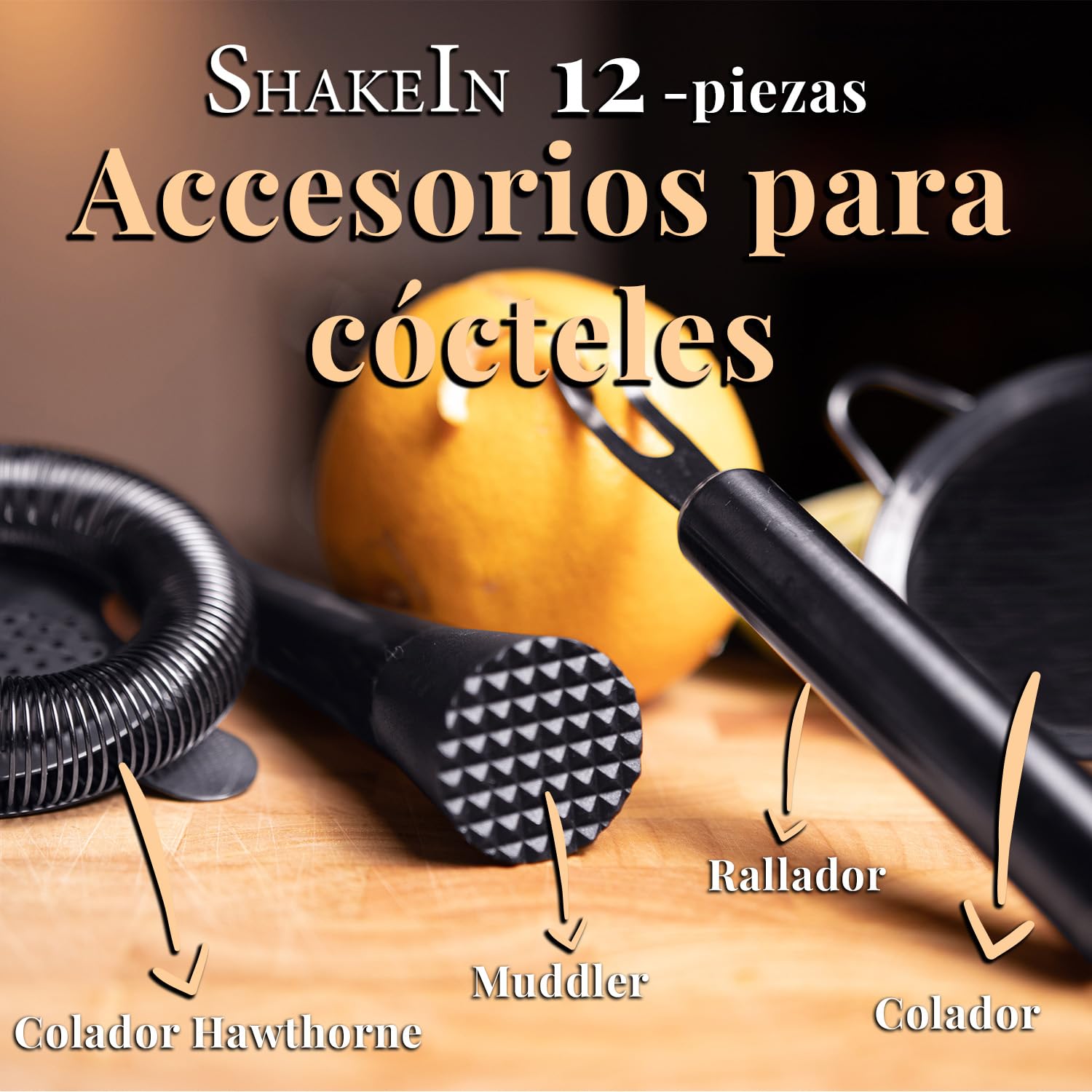 set da cocktail 12 pezzi,Elegante shaker per cocktail in nero,Grande set di miscelazione per cocktail,Set da barista shaker per cocktail,Set da cocktail Shaker per accessori da bar