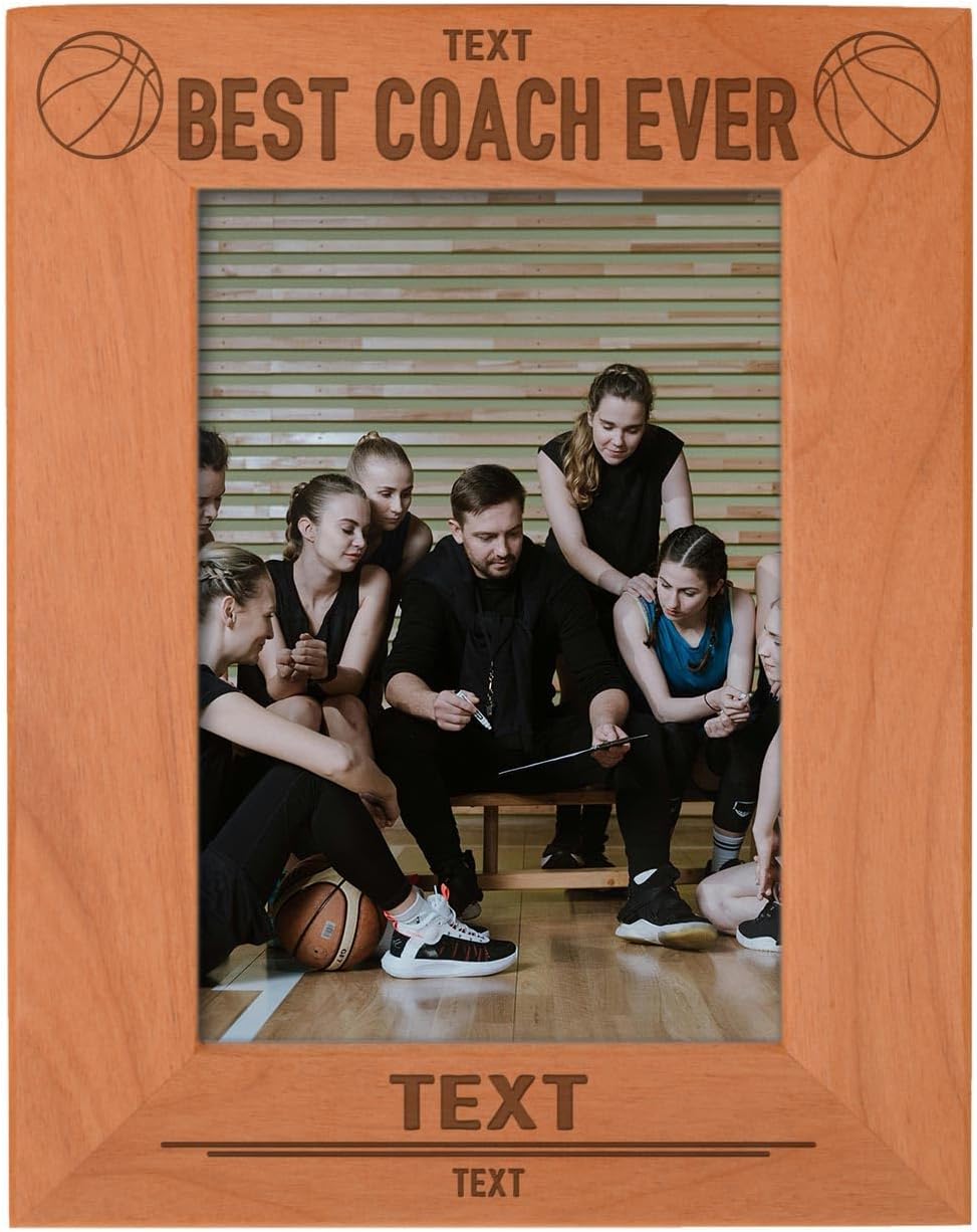 Custom Frame Best Coach Ever Basketball Gifts Personalized Wood Engraved 4x6 Landscape Picture Frame