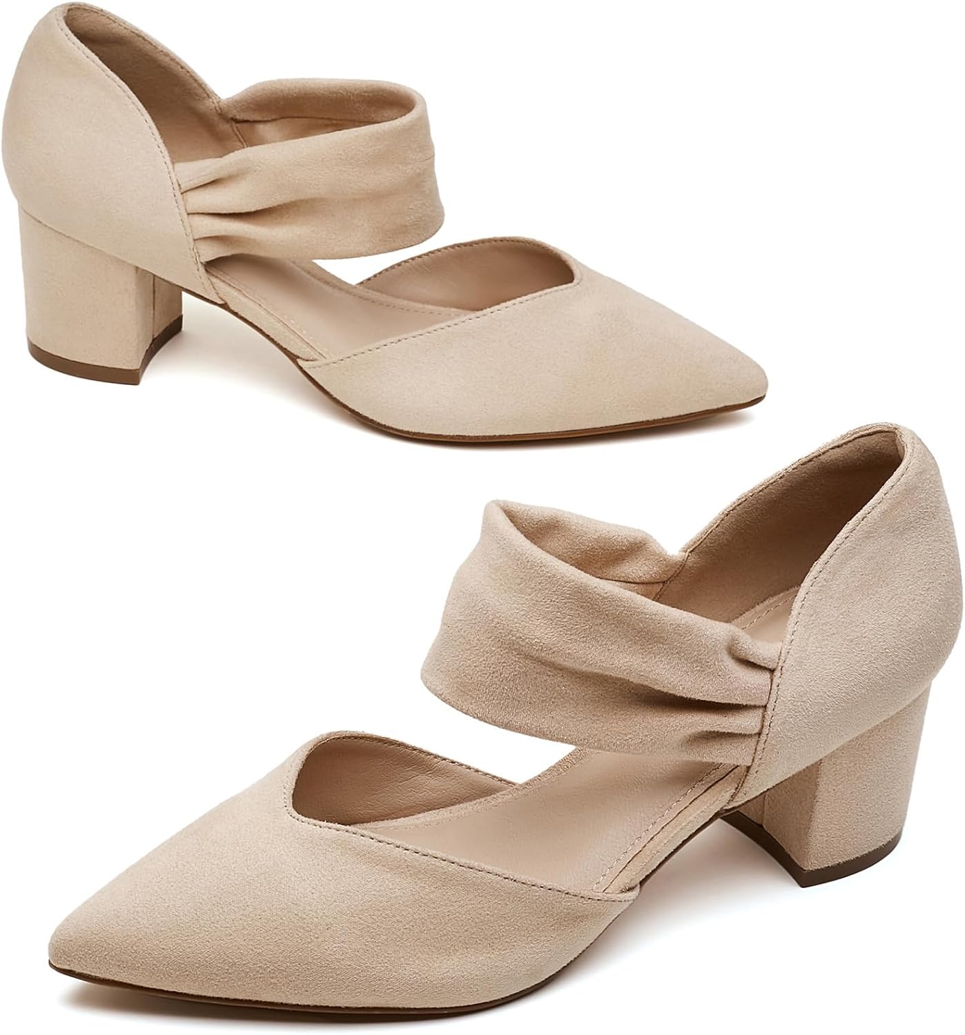 Volattio Women's Pumps Closed Toe Low Chunky Heels Dress Shoes for Women Comfortable Dressy Party Wedding Bridal Shoes - Image 6