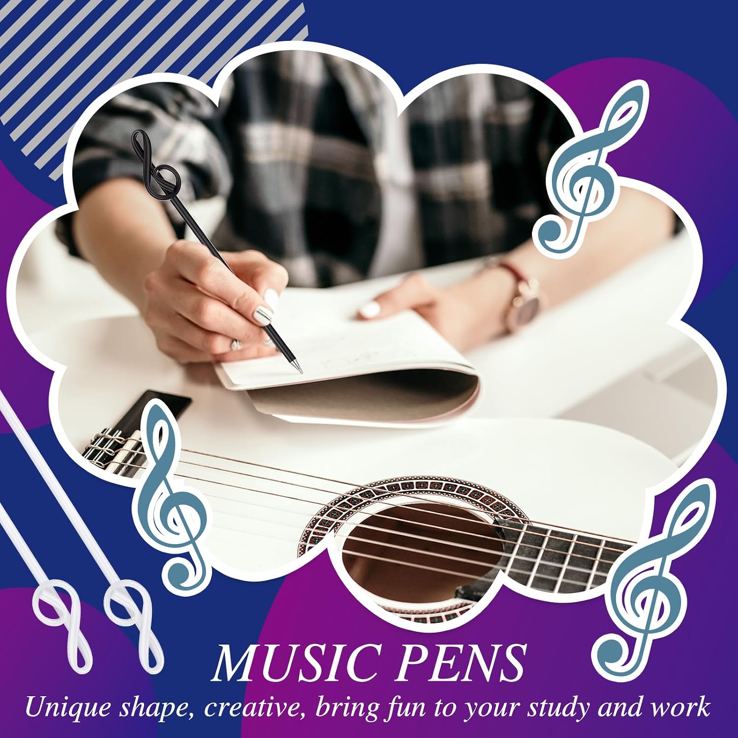 Lincia 24 Pcs Musical Note Ballpoint Pens 0.7 mm Black Ink Music Note Shaped Decorative Pens for Student and Music Teacher Gifts, Party Favors image 2