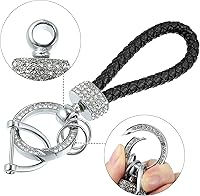 Vista 4 de X AUTOHAUX Juego de llaveros de llavero de coche para hombres y mujeres, de piel sintética, Negro