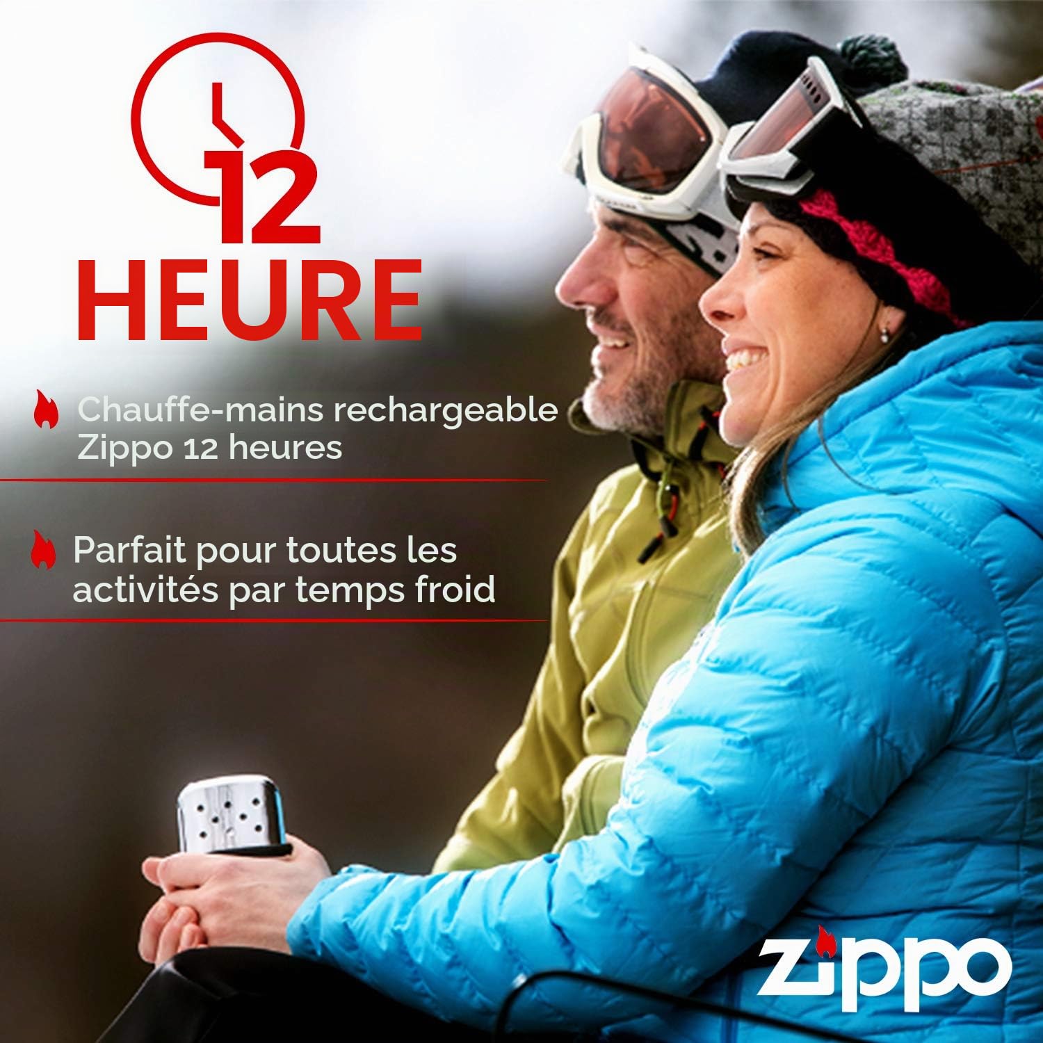 Zippo Chauffe-mains rechargeable 12 heures | Portable, rechargeable, inodore | Fonctionne avec le liquide à briquet Zippo | Comprend une technologie de remplissage facile, 2,5 fois plus de chaleur que