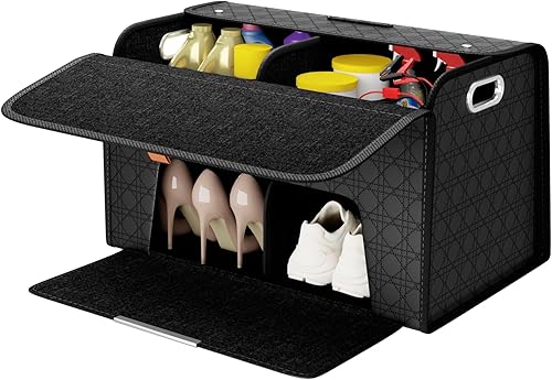 Organizadores de maletero de doble capa, soluciones de almacenamiento de automóvil de doble puerta y zapatos de tacón alto para SUV, sedanes,