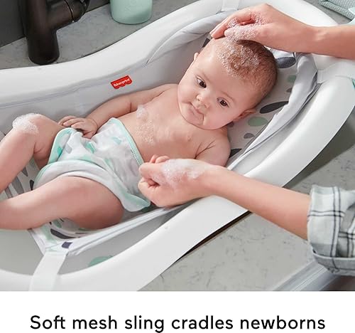 Miniatura 5 de Fisher-Price Bañera de bebé a niño pequeño 4 en 1 con soporte extraíble para bebés y 2 juguetes, hojas trepadoras