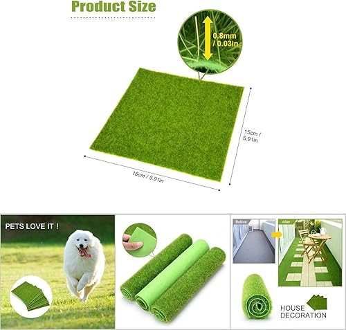 Miniatura 9 de Oumefar 2 tamaños de alfombra de césped artificial sintética verde no Qoven tela falsa césped césped césped jardín micro paisaje decoración del
