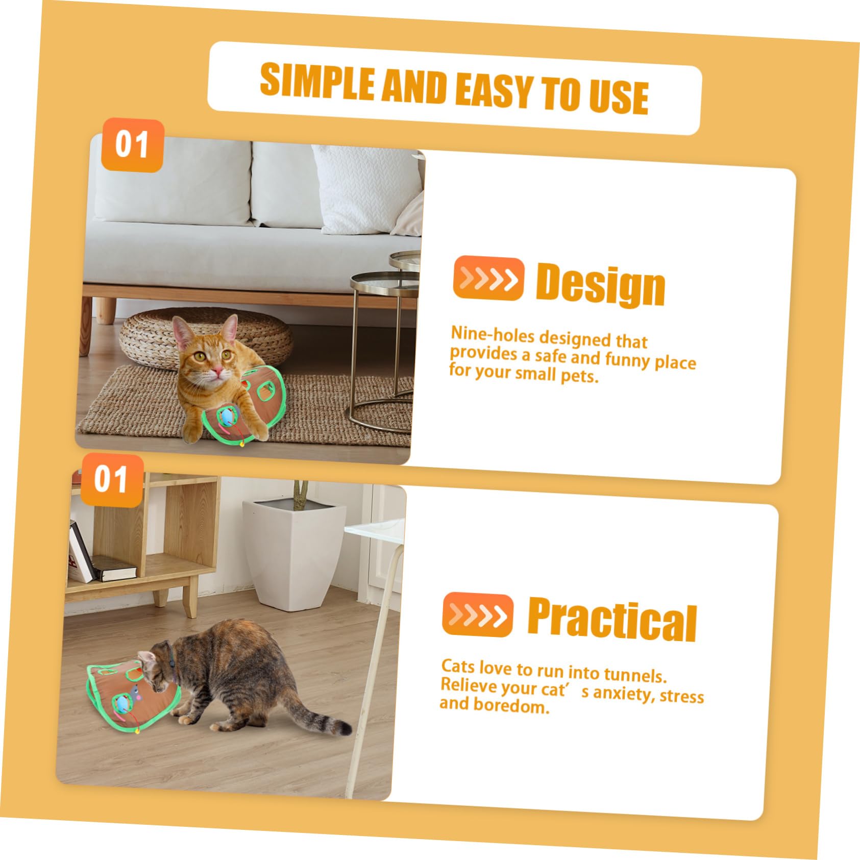 Didiseaon 4 Ensembles De Jouets De Marche pour Chat Trous Jouet pour Chat Tube pour Tunnel pour Chien Porte pour Mur Porte pour Chien Lit De Jeu Jouet À Cache-Cache Cochon en