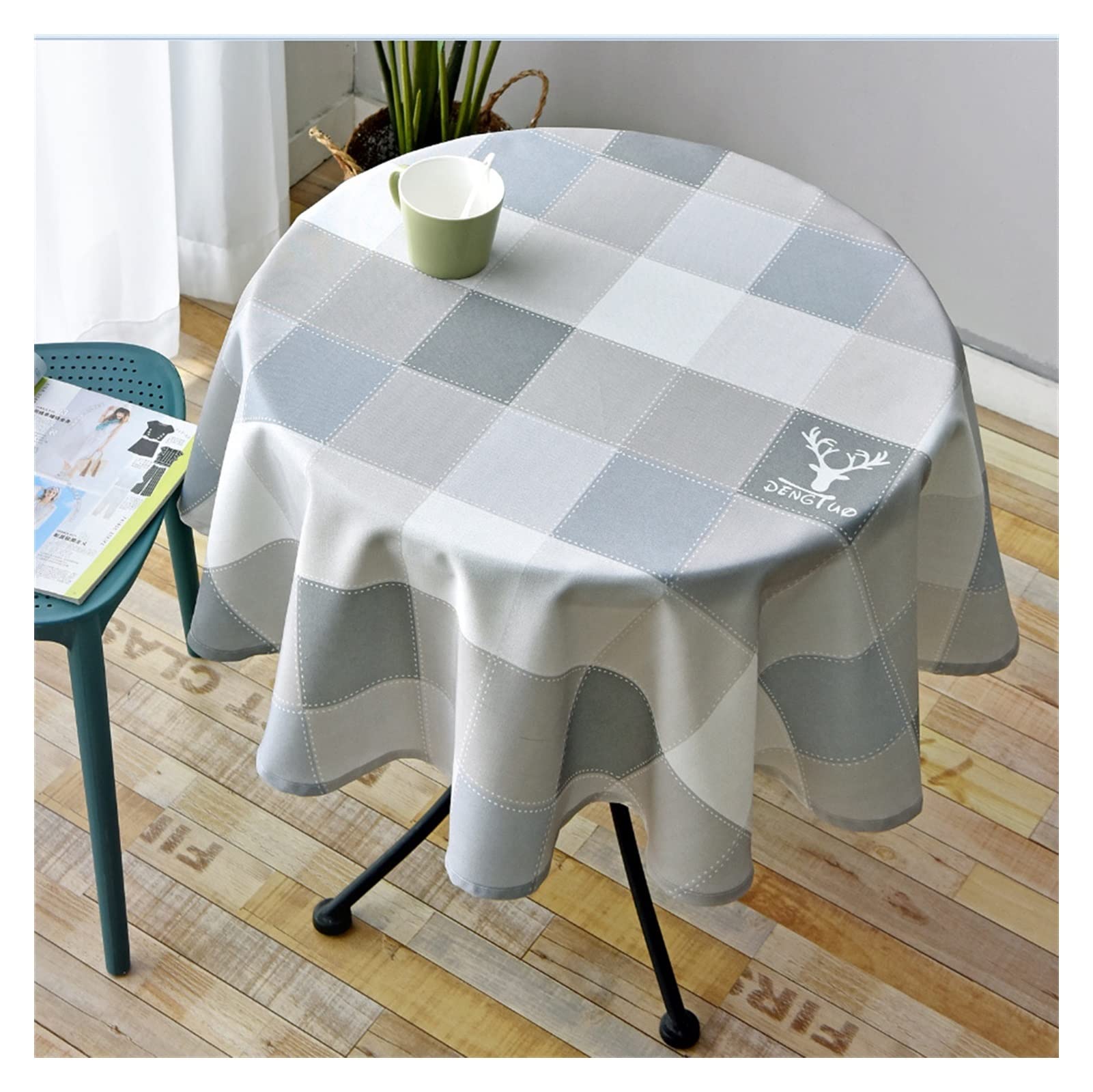 Nappe de table ronde PVC anti-taches pour repas en famille