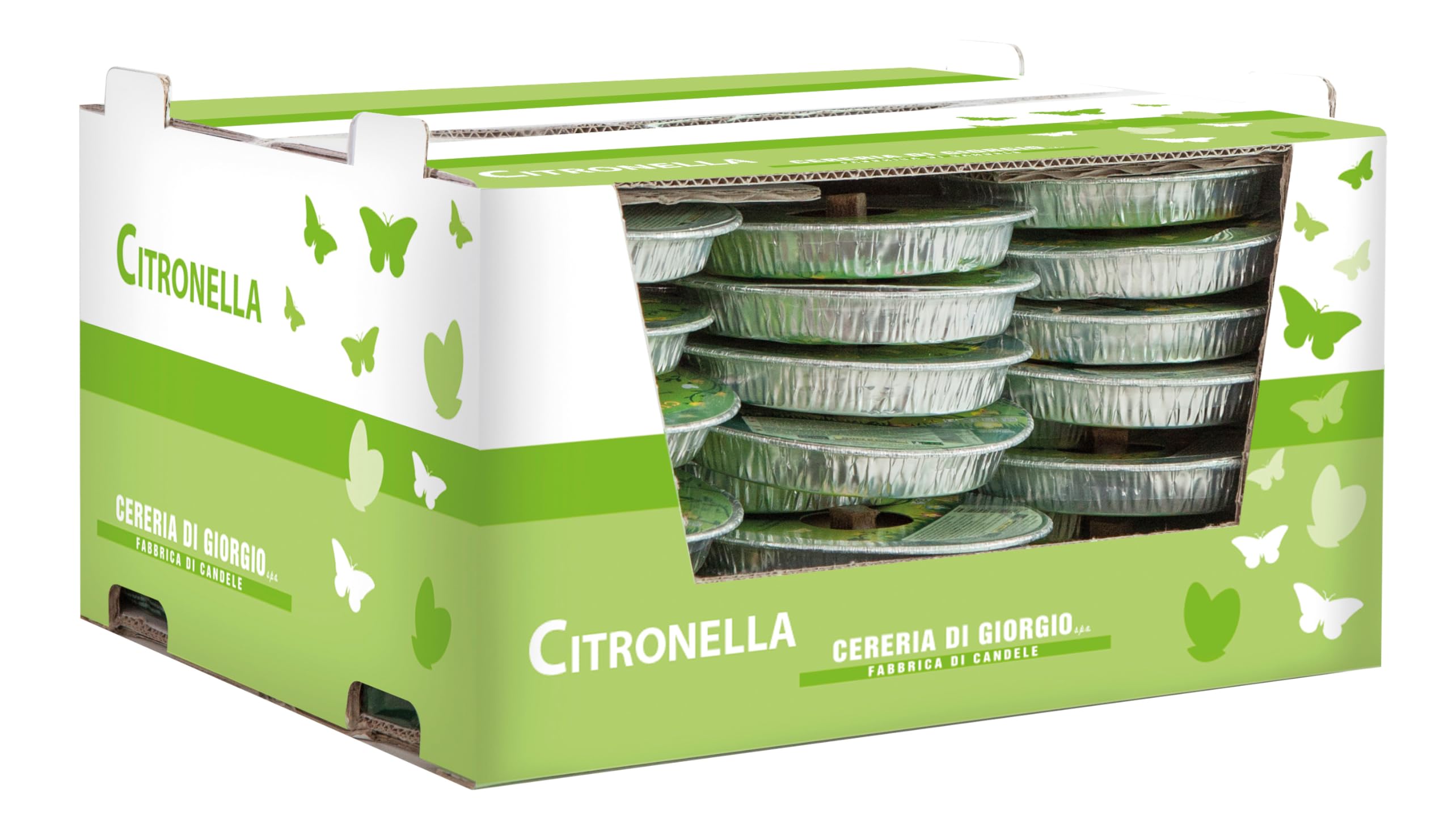 Cereria Di Giorgio - 32 fiaccole in alluminio alla Citronella di Java 100% Naturale - Anti zanzare e insetti - Diametro 16 cm - Durata 5 ore