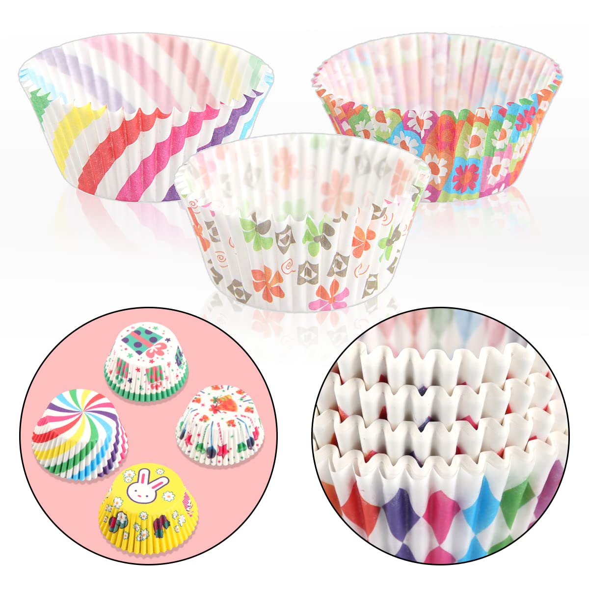800 Caissettes Cupcake Arc-en-Ciel - Papier Antiadhésif Alimentaire - 5x6.8cm - Pour Anniversaire, Mariage