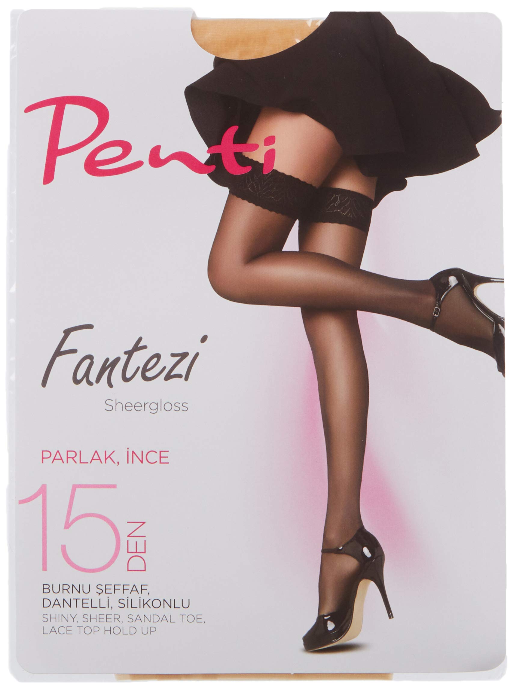 Penti Women's Brown `S Fantasy - Lace Hold Ups - 15 Den - Sahara/Sand 51 - Size 2 / Medium / M