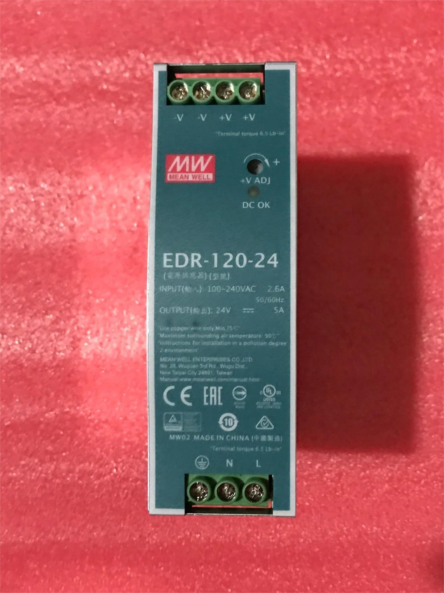 EDR-120-12 Fuente de alimentación industrial de carril DIN de 120 W con salida única EDR-120 12 V 10 A
