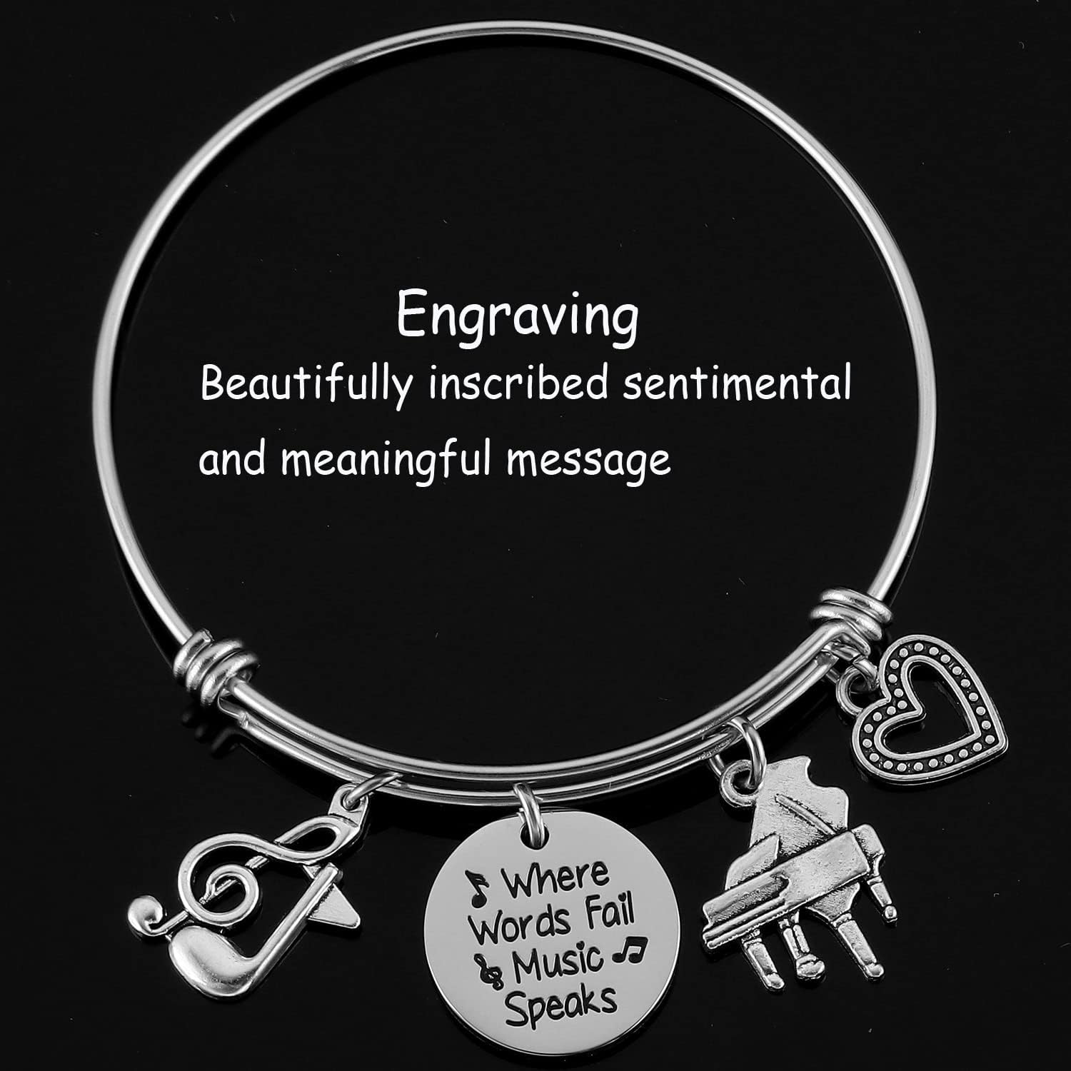 Music Themed Gifts For Women Bracelet Teen Girls Music Teacher Pianist Ornament Music Note Charm Piano Lover Musical Bracelet - Image 3