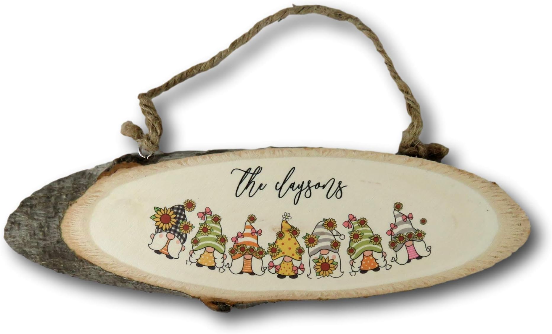 Legacy LasercraftsSpring Gnome Garden Sign | Garden Sign | Wooden Log Slice | 24x8cm