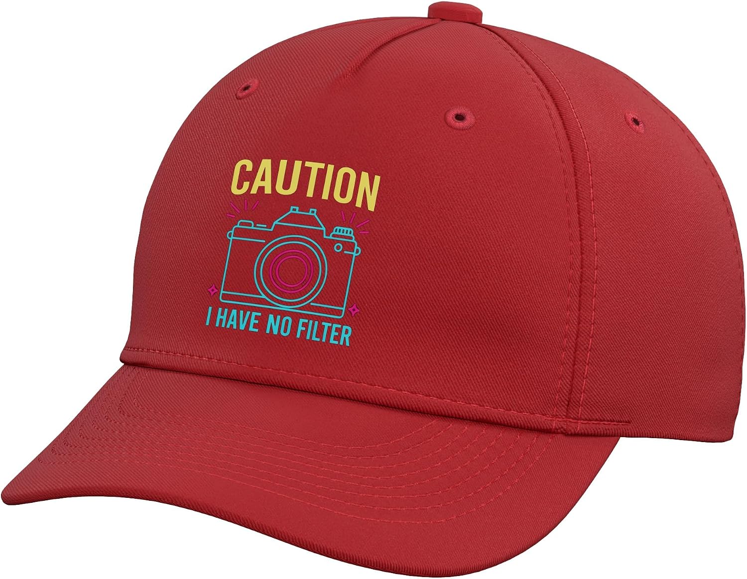Caution I Have No Filter Retro Vintage Camera Sarcastic Adjustable Baseball Hat