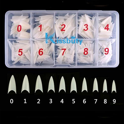 Kissbuty 500 PCS Stiletto Nails Natural Color Sharp Ending False