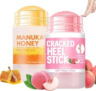 2025 Hydrating and Anti-Cracking Foot Moisturizer Cream, 2pcs Cracked Heel Stick,Foot Cream for Dry Cracked Heels and Feet Women or Men(Peach and Honey)