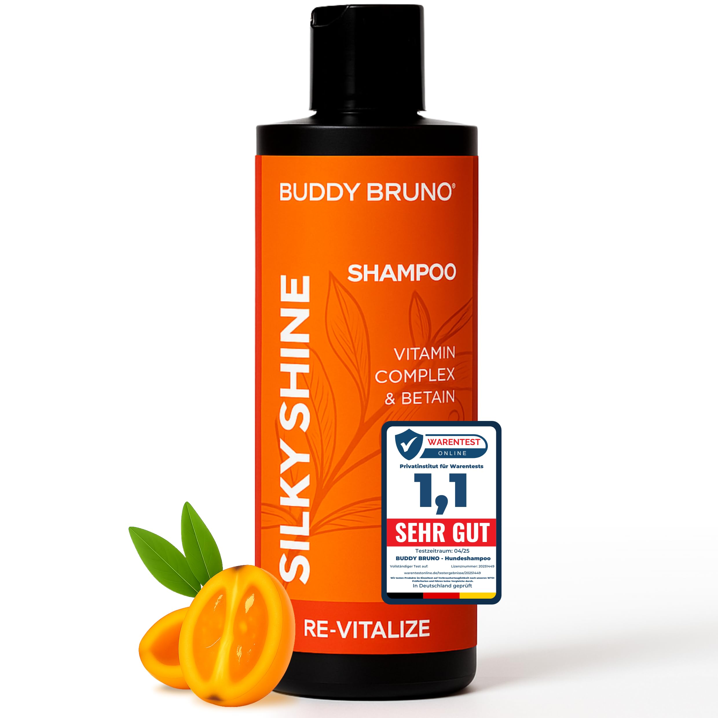 Testnote: Sehr gut - Hundeshampoo sensitiv mit Sanddorn - Fellpflege gegen Juckreiz & Geruch - 100% vegan & natürlich - für glänzendes Fell & Vitale Haut - 250ml