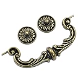 Biaungdo 4 Pcs 150mm/6 Inch Hole Center Pull Handles, Zinc Alloy Rustic Vintage Style Drop-Down Bail Swing Dresser Pull Handle Antique Drawer Handles for Kitchen, Cabinet (Yellow Bronze)