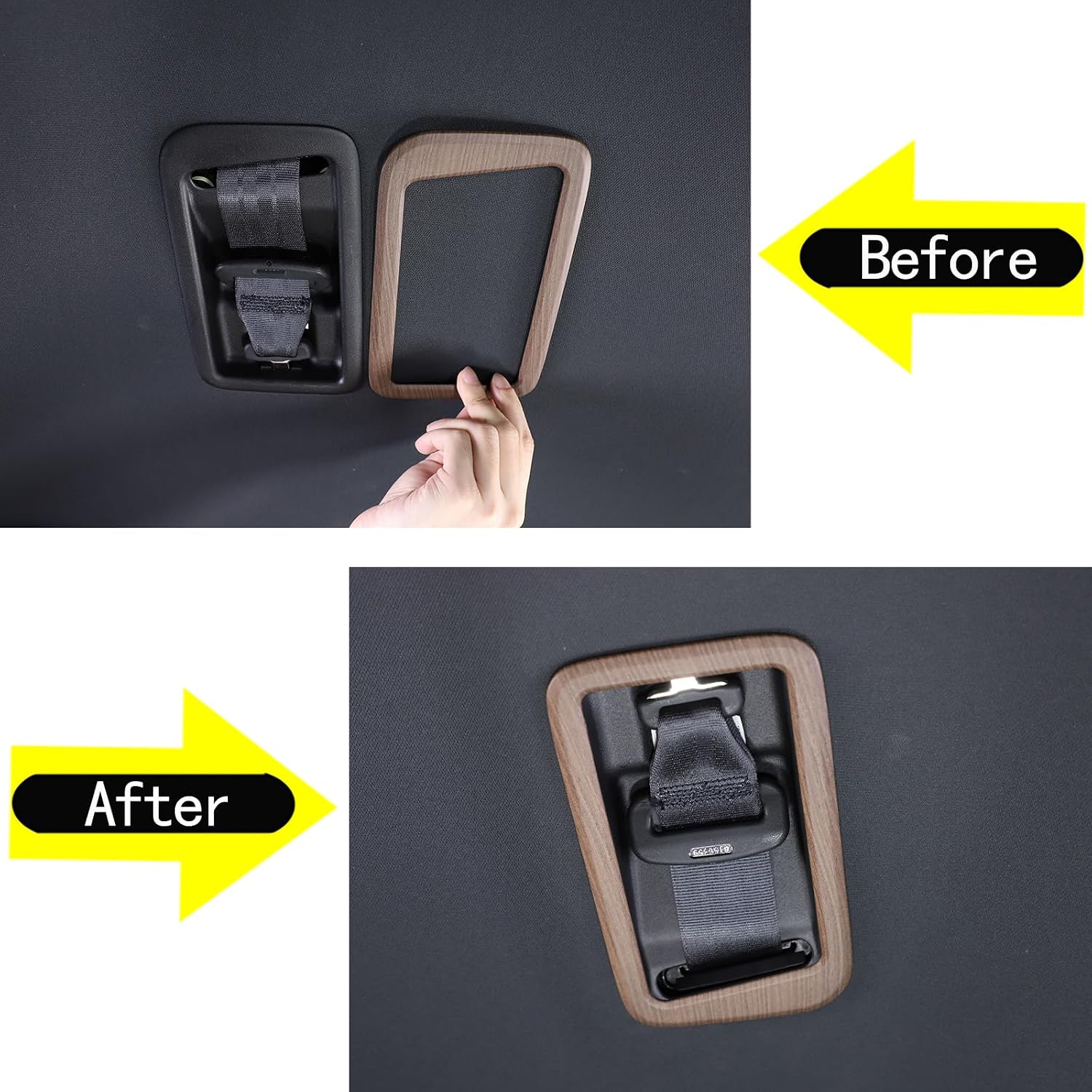 Second Row Top Seat Belt Buckle Panel Frame for Honda Pilot 2016-2022 Interior Decorative Cover Protector Accessories Anti Scratch ABS Material (Pear Wood Grain)