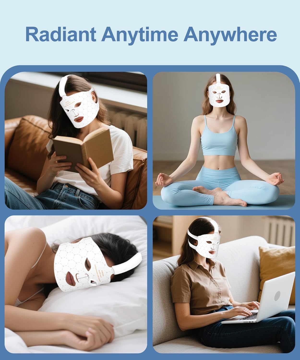 7 Color Red Light Therapy for Face, Cordless LED Face Mask Light Therapy, USB Rechargeable Red Light Therapy Mask for Skin Rejuvenation, Anti-Aging, Wrinkles & Acne, Home Skin Care - Image 6