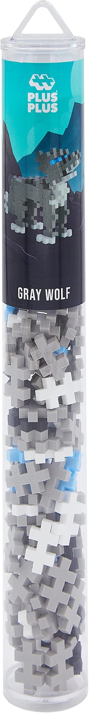 Plus-Plus - Construction Building Toy, Mini Maker Tube - 70 Piece - Gray Wolf