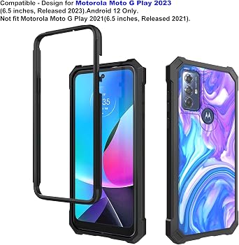 Ailiber Phone Case for Moto G Play 2023, Moto G Power 2022 Case with Screen Protector, 2 Layer Structure Protection, Shock-Absorbing Corner TPU Bumper Cover for Motorola G Play 2023-Blue Purple