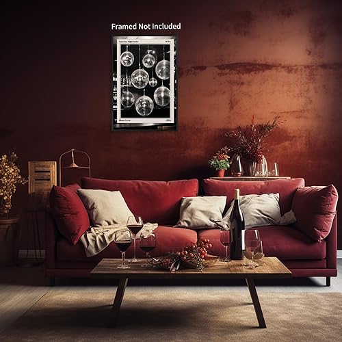 Miniatura 3 de Quendarlix Arte de pared de periódico de bola de discoteca de los años 70, pósteres vintage en blanco y negro, impresiones estéticas en lienzo retro