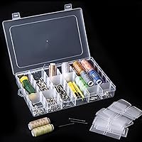 Vista 7 de Gospire 2 piezas, organizador de joyería de plástico transparente con 36 cuadrículas, contenedor de almacenamiento con divisores extraíbles