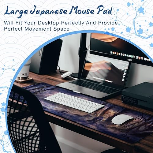 Miniatura 2 de Alfombrilla de mouse japonesa grande 315 x 118 pulgadas alfombrilla de escritorio estilo impresión HD alfombrilla de mouse y teclado extendida