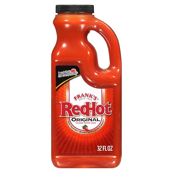 Frank's RedHot Hot Sauce, Original, Made with Cayenne Peppers, Ready-To-Use, Shake or Pour Over Chicken Wings, Sandwiches, Pizza, and More for the Perfect Bend of Flavor and Heat, 32 fl oz