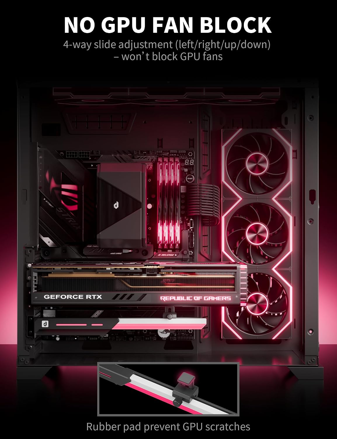upHere 5V 3PIN Addressable RGB Graphics Card GPU Brace Support Video Card Sag Holder,Built-in 5V ARGB Strip,Adjustable Length and Height Support,GL7KC - 5