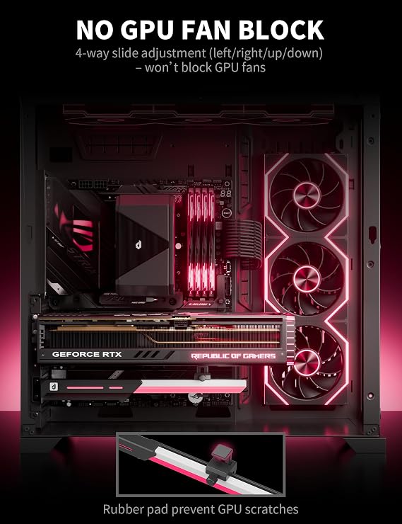upHere GL7 GPU Support Bracket, Sturdy Alloy GPU Sag Bracket with 5V ARGB Sync, Adjustable Graphics Card Support for Universal Video Cards, Slide Rail Design, Black ARGB