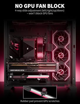 upHere GL7 GPU Support Bracket, Sturdy Alloy GPU Sag Bracket with 5V ARGB Sync, Adjustable Graphics Card Support for Universal Video Cards, Slide Rail Design, Black ARGB