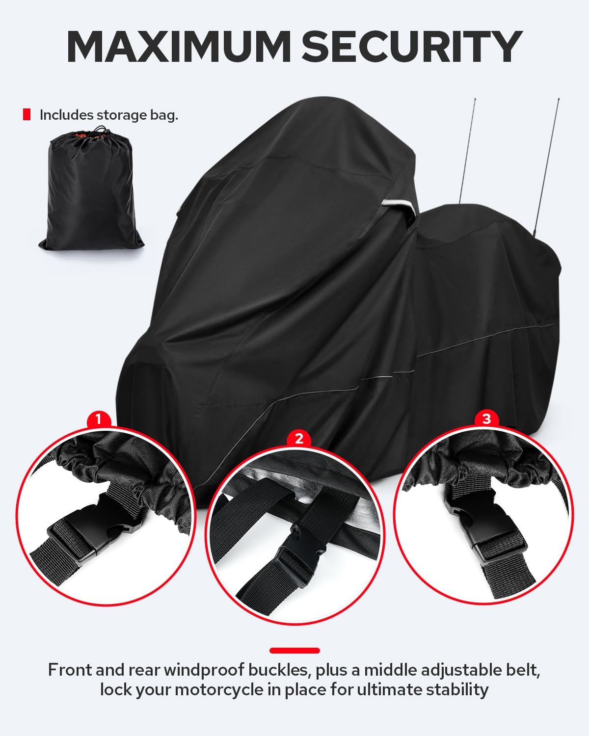 Benlari Motorcycle Cover with Side Top Box Compatible with Harley Davidson Touring Ultra Limited Street Glide Road Glide Electra Glide, Waterproof Motorcycle Cover Outdoor Storage All Weather