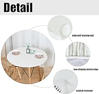 Vista 2 de LUSHVIDA Mantel redondo impermeable de vinilo elástico, ajustable, con bordes elásticos, mantel de plástico