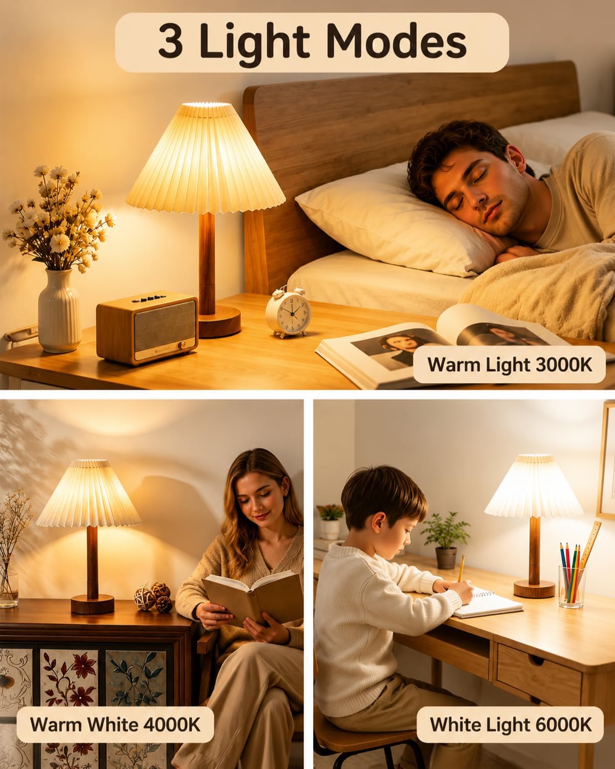 Touch Dimmable Bedside Light, Portable Rechargeable Table Lamp image 4