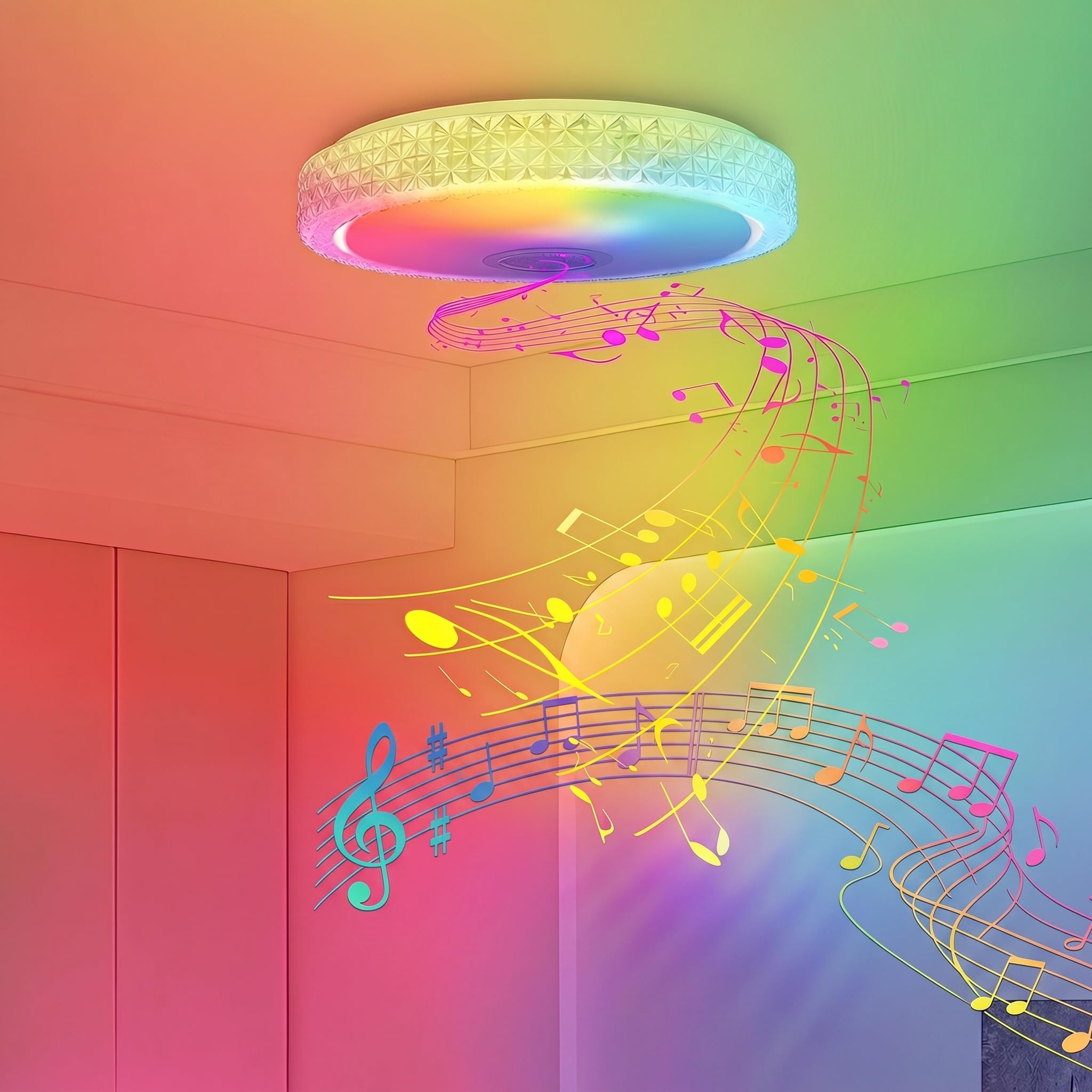 LARS360 48W RGB LED Ceiling with Bluetooth Speaker Music Sync, Dimmable