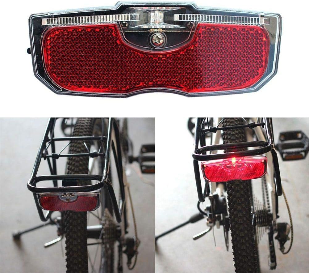 Bike Tail Light, Bicycle Rear Reflector Tail Light for Luggage Rack Aluminum Alloy Reflective Taillight, 80mm Screw Mounted/Easy Release (Battery NOT Included)
