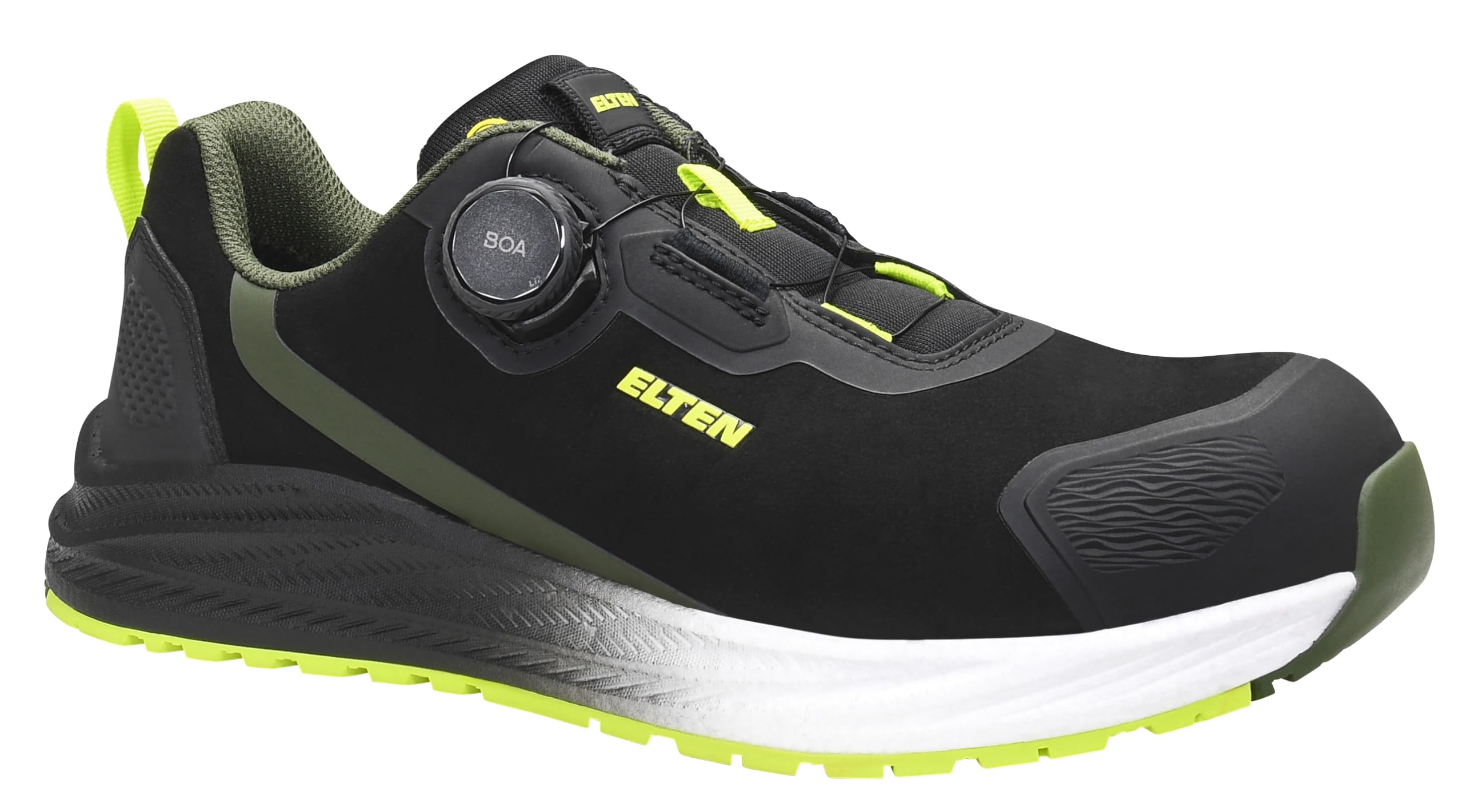 ELTEN Leevi XXNF BOA Black-Lime Low ESD S3S | Sicherheitsschuhe für Damen & Herren, Carbonkappe, leicht, atmungsaktiv