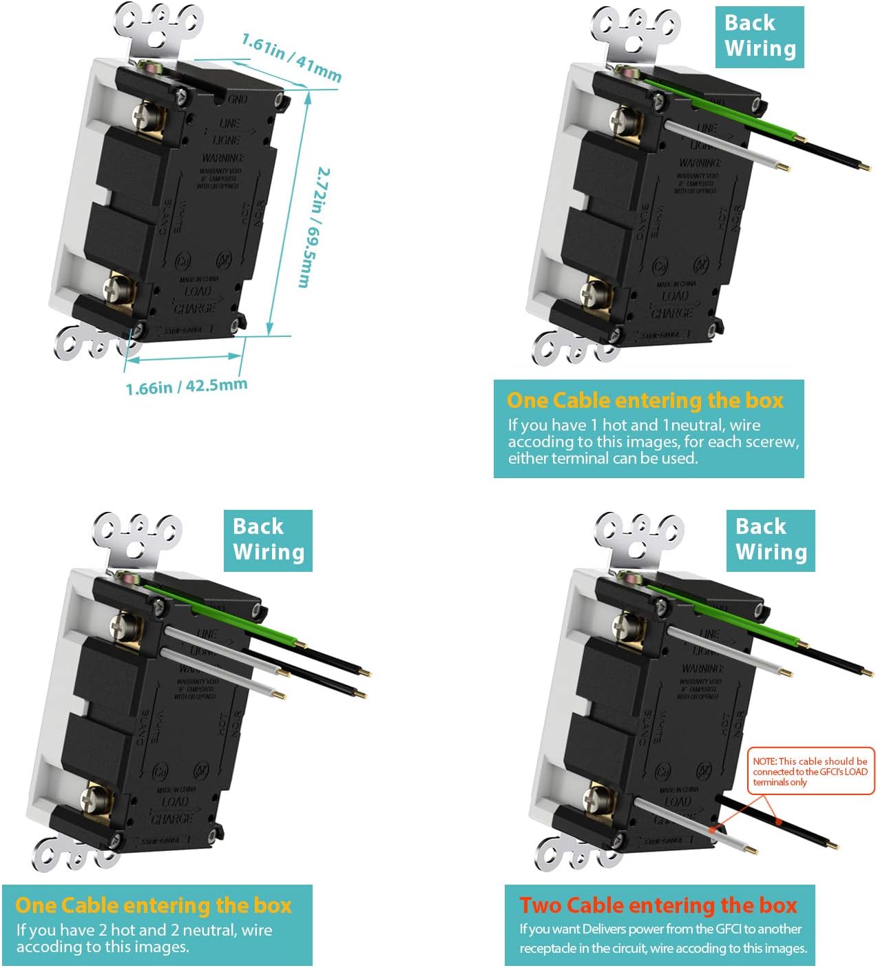 [10 Pack] WEBANG Self-Test GFCI Outlets, Tamper-Resistant and Weather-Resistant, GFCI Receptacle with LED Indicator, Decorative Wall Plates and Screws Included, 15 Amp/125 Volt, UL Listed, White