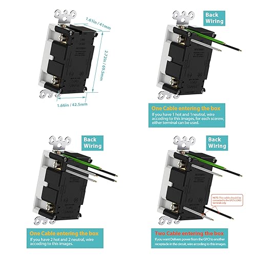 Vista 24 de WEBANG Toma GFCI de 20 amperios, receptáculo resistente a manipulaciones/resistente a la intemperie (WR), interruptor de circuito de falla de tierra