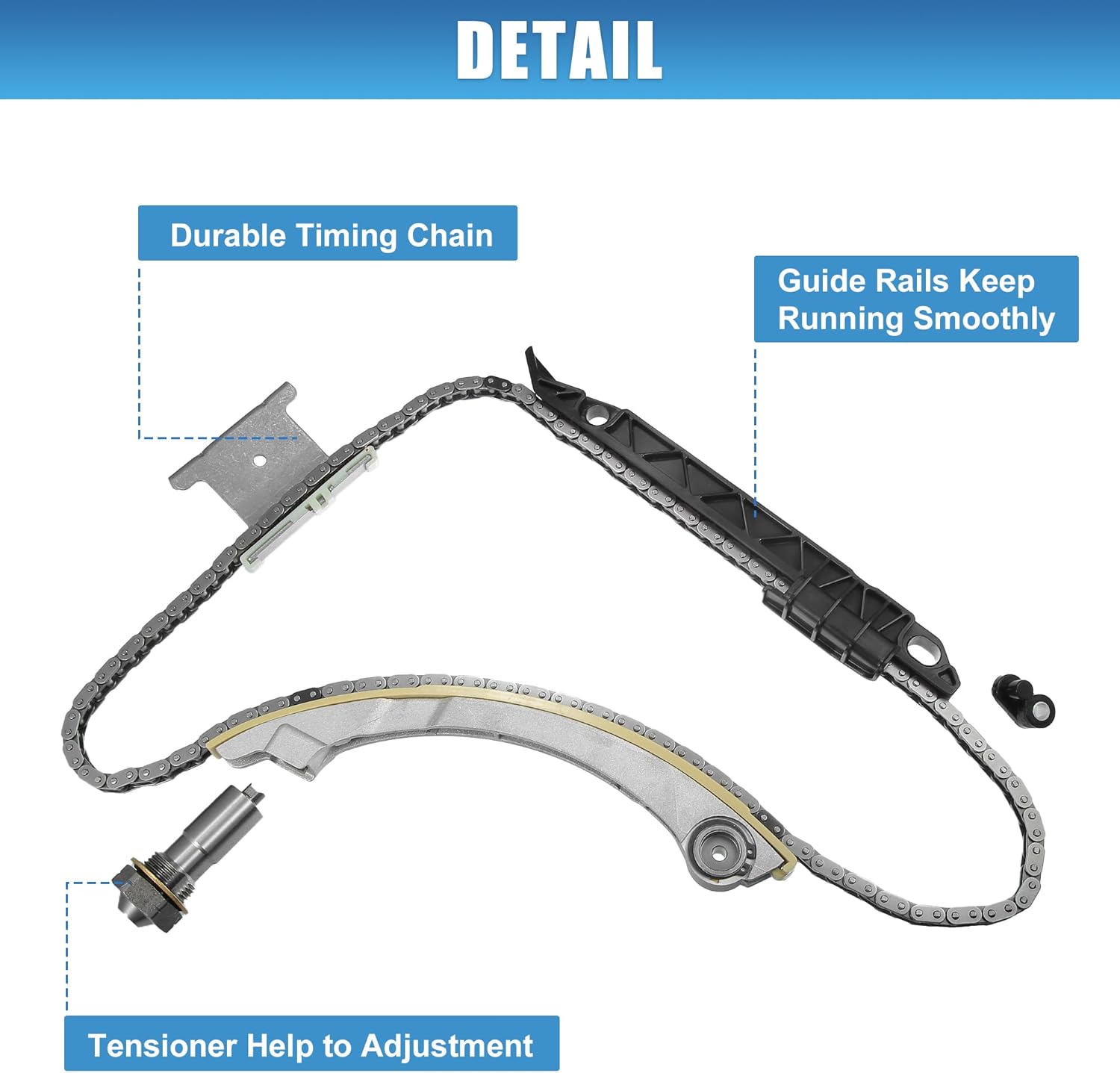 X AUTOHAUX Engine Timing Chain Kit with Chain Guide Tensioner for Chevy Cavalier Cobalt Equinox HHR Malibu 2.0L 2.2L 2.4L 2002-2005 No.12608580