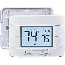 Aowel Non Programmable Thermostat for Home 2 Heat 2 Cool Multistage System, with Room Temperature &amp; Humidity Monitor (LCD White Backlit Screen)